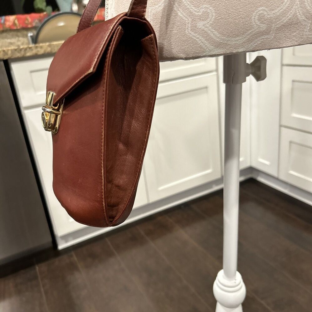 Cole Haan Brown Crossbody Bag Bucket Flap Clasp Limited Edition - Picture 3 of 16